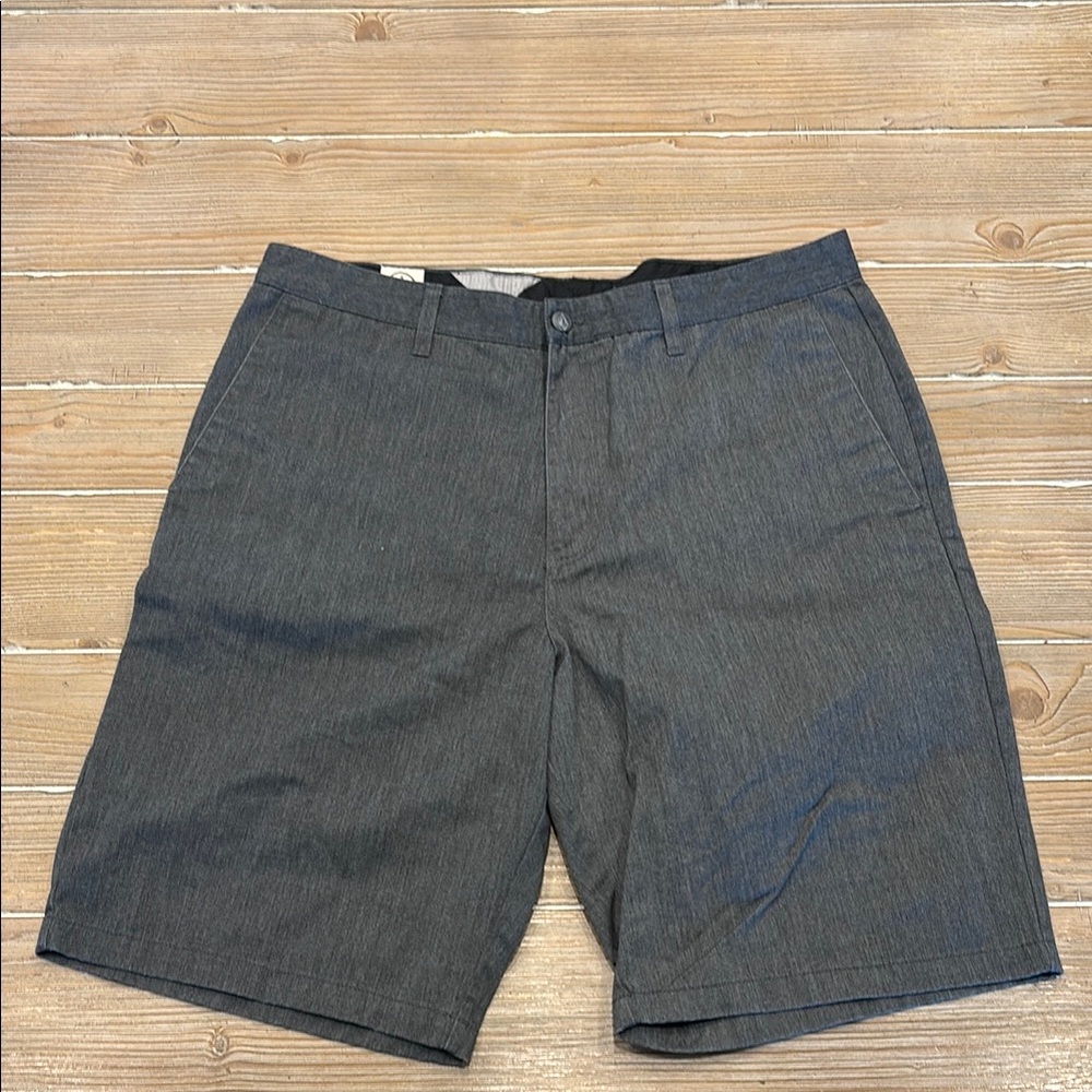 Gray Flat Front Shorts with Classic Design